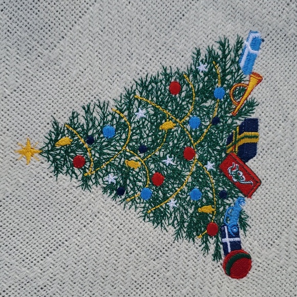 Vintage 80s Faribault Woolen Mills Embroidered Christmas Tree Wool Blanket - Picture 10 of 11